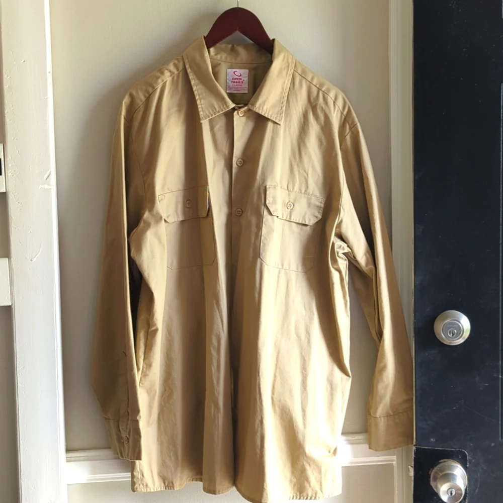 Men's OPEN TRAILS Cotton Button-up Tan/ Neutral X-Large - Picture 1 of 6